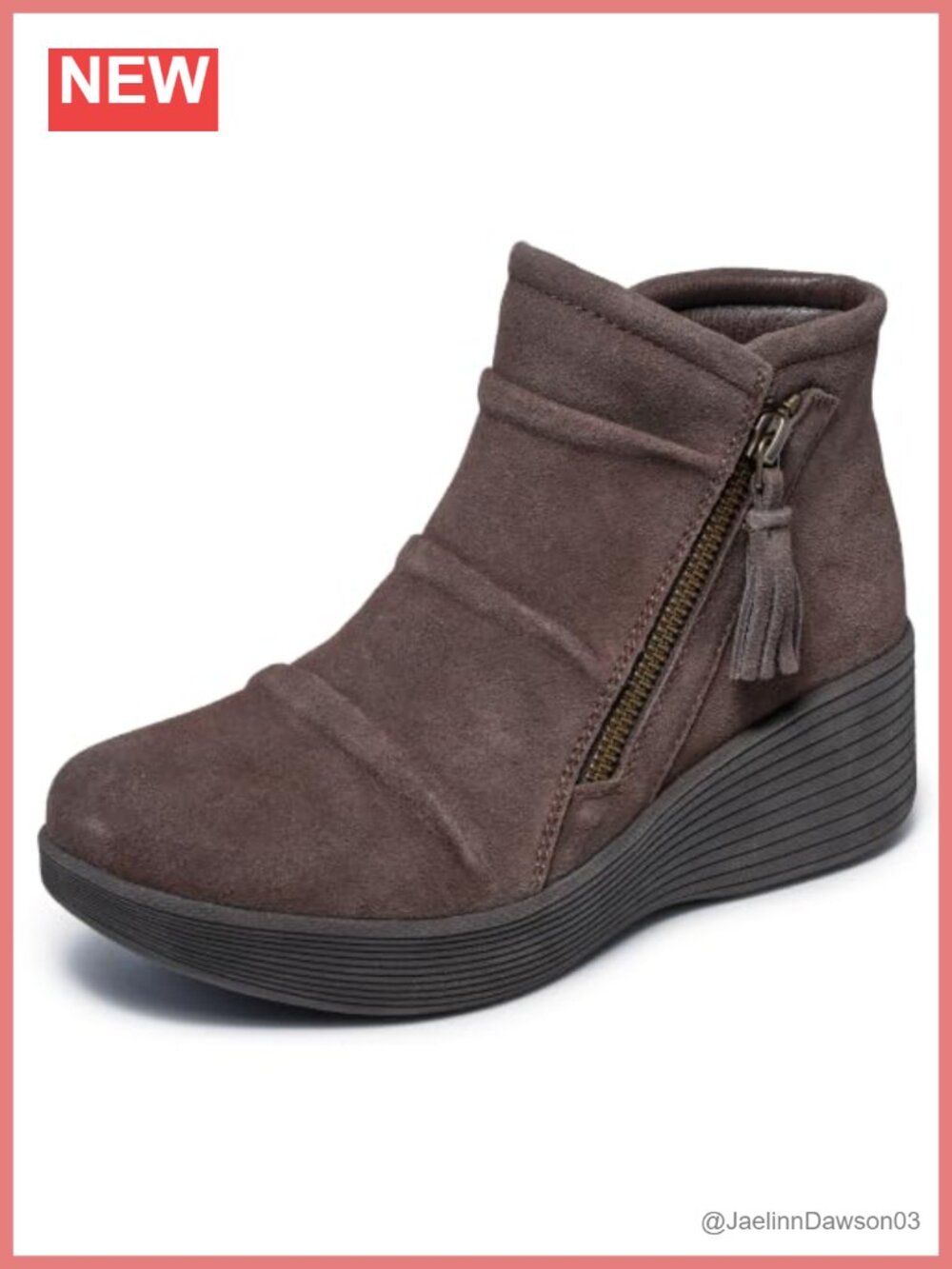 Suede Wedge Ankle Bootie with Scotchguard Memory Foam